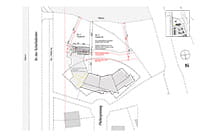 Lageplan mit den Abstandsflächen des Waldorfkindergarten - Auszug aus dem B-Plan